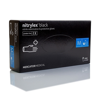 Перчатки нитриловые Mercator Medical Nitrylex Black M черные 100 шт (000120)