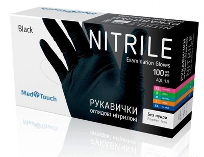 Перчатки нитриловые MedTouch размер L черные 100 шт (001273)