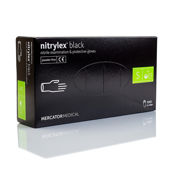 Рукавички нітрилові Mercator Medical Nitrylex Black S чорні 100 шт (000119)