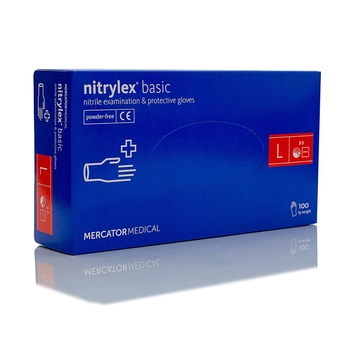Рукавички нітрилові Mercator Medical Nitrylex Basic L сині 100 шт (000103)