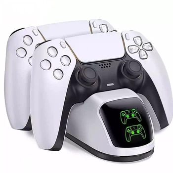 Зарядка для джойстика PS5 Dobe Док Станция для PlayStation 5 PS5 DualSense на 2 геймпада с LED подсветкой Серый