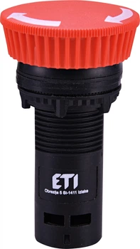 Кнопка моноблок грибок ETI ECM-T01-R 1NС червона відключення поворотом (4771483)