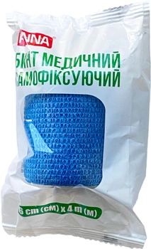 Самофіксувальний медичний бинт Pinna 6 см х 4 м синій 1 шт. (48202037300633)