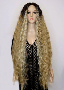 Парик на сетке Lace Wig Богемия тон 6-23-apric длинный светло-коричневый, омбре, 100 см, термостойкое волокно