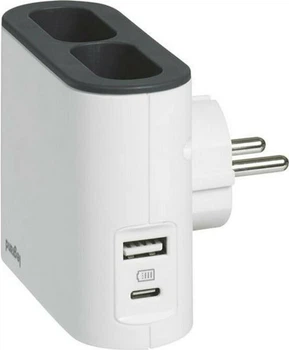 Blok Legrand Corner 2x2K gniazda boczne 6A z USB A+C biały/szary (049401)