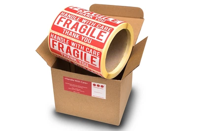 Наклейка ''Fragile handle with care'' 500 шт/рулон (Осторожно хрупкое)
