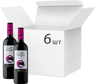 Упаковка вина Gato Negro Carmenere червоне сухе 0.75 л х 6 шт (37804300122806)