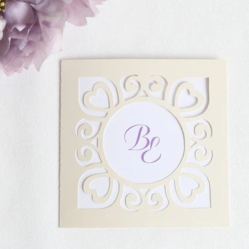 Пригласительные на свадьбу в сиреневом цвете "Сердце", WP Wedding Pro, 1шт