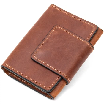 Вінтажна шкіряна візитниця GRANDE PELLE Коричневого кольору (bg114fash06)