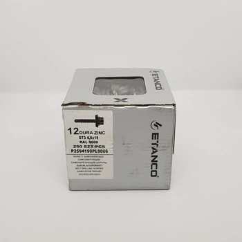 Кровельные саморезы с резиновой шайбой EDPM Etanco Gunnebo 4,8х19 мм RAL 9006 Бело-алюминиевый металлик по металлу 250шт