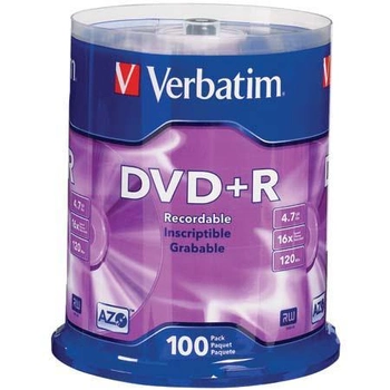 Диск DVD+R Verbatim 4.7 GB 120min 16x 100 шт