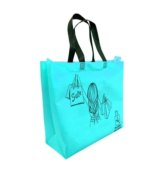 Екосумка коробка з друком "Sale" 380х280(2х60) мм, на блискавці, бірюзова (спанбонд) набір 3 шт