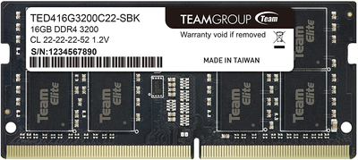 Оперативна пам'ять Team Elite SODIMM DDR4-3200 32768MB PC4-25600 (TED416G3200C22-SBK)