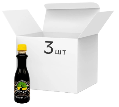 Упаковка соусів соєвих Bonsai Теріякі з часником та імбиром густих 220 мл х 3 шт. (4820210550302)