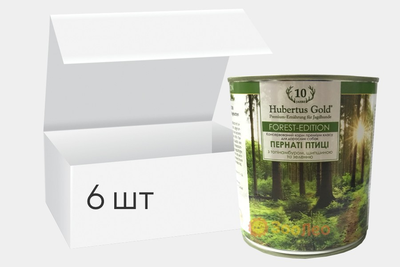 Упаковка влажного корма для собак Hubertus Gold Пернатые птицы с топинамбуром, шиповником и зеленью 800г 6шт