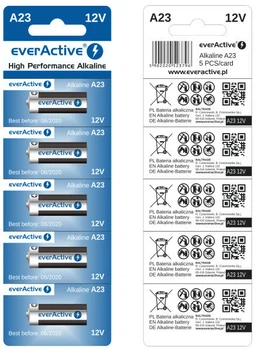 Батарейка щелочная everActive A23 (23A5BL), 12V, блистер 5шт (разрывной)
