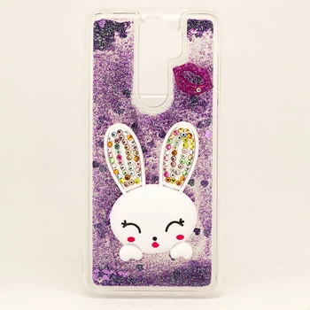 Чехол Glitter для Xiaomi Redmi Note 8 Pro бампер жидкий блеск Заяц Фиолетовый