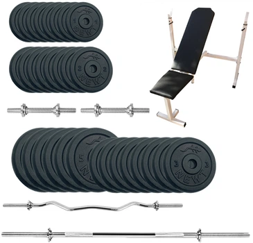 Скамья для жима с набором штанг + гантели металлические Newt Gym Set-SKHW Home 94 кг (NE-M-SKHW-SET-89)