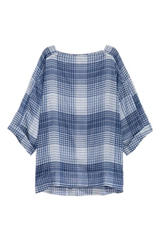 Блуза H&M 34 темно синій клітина 5015228466