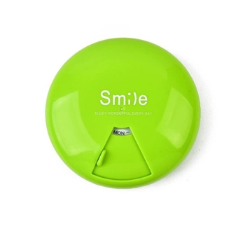 Карманная таблетница органайзер для таблеток «Smile» на 7 ячеек, 1 неделя салатовая