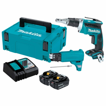 Акумуляторний шуруповерт для гіпсокартону Makita DFS452TJX2 LXT 18В + 2 АКБ 5 Ah + З/У + кейс MakPac безщітковий електричний ручний (4206)