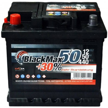Аккумулятор автомобильный BlackMax 50А (+/-) (B3003)