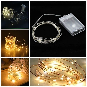Светодиодная гирлянда Xmas 100 Led на медной проволоке Капля росы теплый белый на Батарейках