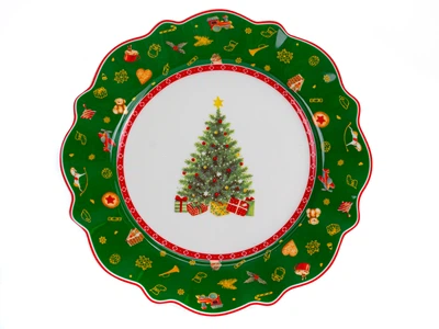 Тарелка фарфоровая Light House "Merry christmas - Елка с поларками" зеленая 21&nbsp;см (985-116)