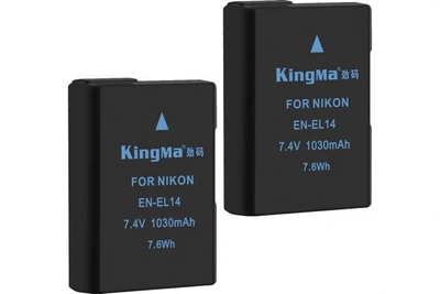 2-Pack EN-EL14 комплект из 2 аккумуляторов KingMa для Nikon EN-EL14 (2 x 1030 mAh)
