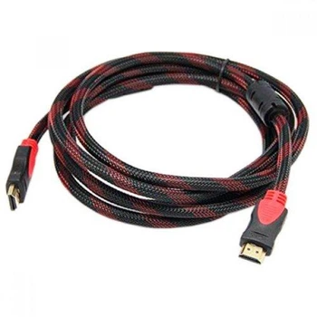 Кабель Kronos HDMI-HDMI 5 метра V1.4 19P M/M з феритовими фільтрами в нейлоновому оплетенні Black-Red