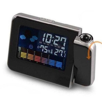 Часы метеостанция с проектором времени, термометр, гигрометр, календарь P-8190 Premium