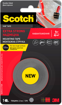 Монтажная двусторонняя строительная лента 3М VHB, толщина 2.3 мм, размер 9 мм х 1.5 м (4991/UR-9-1,5)