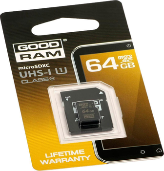 Карта памяти Goodram microSDXC class 10 UHS-1 SD adapter 64Gb