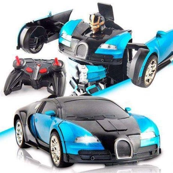 Машинка робот-трансформер со звуковыми эффектами на радио управлении Bugatti 1:12 Синий