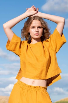 Льняний топ Silence 042 Marigold 46(L) Жовтий