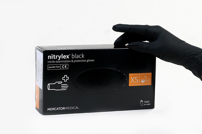Перчатки Nitrylex® Black, Черные, XS, 100 шт, 50 пар, для докторов, для мастеров, для домашнего использования