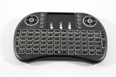 Клавіатура бездротова UKC Mini i8 російська акумуляторна з TouchPad і RGB підсвічуванням Чорна