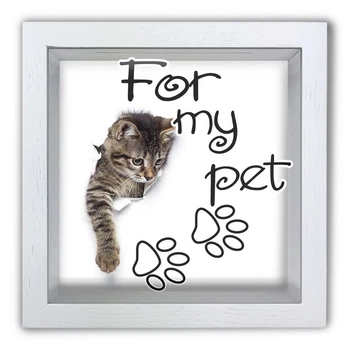 Дерев'яна копілка (скарбничка) 20 20 см "For my pet" біла з котиком
