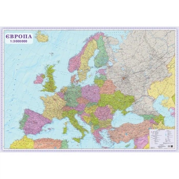 Велика карта Європи 190х130 (ламінована)