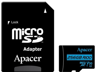 Карта пам'яті Apacer microSDXC 256GB UHS-I U3 V30 (AP256GMCSX10U7-R) + SD адаптер (6410590)
