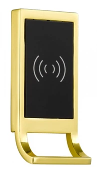 Замок мебельный электронный с фиксированным RFID доступом EM139G с металлическим фронтальным корпусом с полированным покрытием под золото