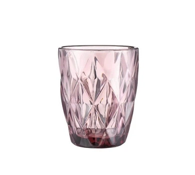 Набір склянок із кольорового скла Glassware 6 шт 240 мл Рожевий (Великий ромб) 1031A