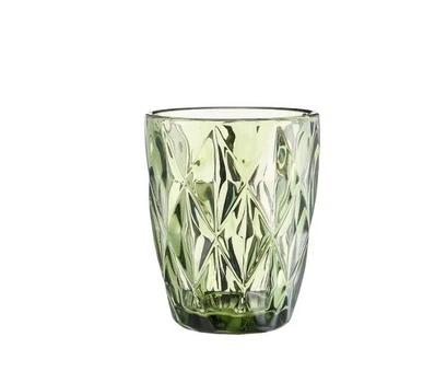 Набор стаканов из цветного стекла Glassware 6 шт 240 мл Зеленый (Крупный ромб) 1031B