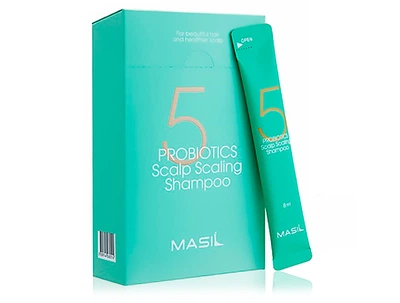 Глубокоочищающий шампунь для волос с пробиотиками Masil 5 Probiotics Scalp Scaling Shampoo, 20шт по 8мл (8809744060514)
