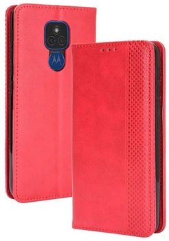 Чехол книжка на Motorola Moto E7 Plus (карманы для карт) Red (20166-2D)