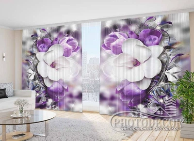 Фото Шторы PHOTODECOR "Крокусы и белые цветы"