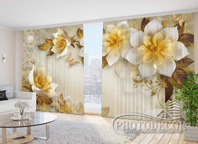 Фото Штори PHOTODECOR "3D квіти і метелики 1"