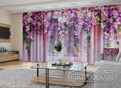 3D - Фото Шторы и тюль PHOTODECOR "Сиреневые ламбрекены"
