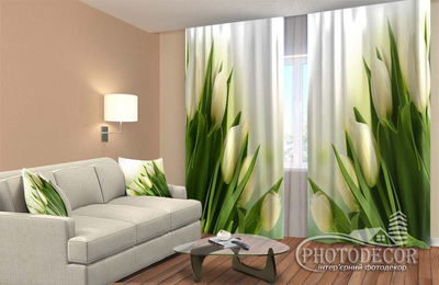 3D - Фото Штори і тюль PHOTODECOR "Білі тюльпани 1"