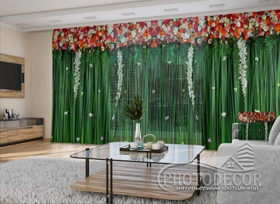 3D - Фото Штори і тюль PHOTODECOR "Червоні ламбрекени" 1 кв.м